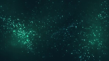 Abstract background of beautiful light and dust particles moving on a luxurious green background. Beautiful nebula. 4k loop bokeh background - Powered by Adobe