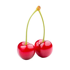 Isolated Cherries Fresh Red Fruit on Transparent Background