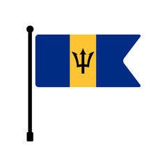 Flag of Barbados. Barbados flag vector illustration icon design. Flagpole flag icon.