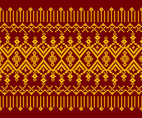 tribal inspired thai seamless pattern red and yellow.