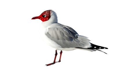 Obraz premium white bird with a red head and black and white isolated on white background png, ai generated