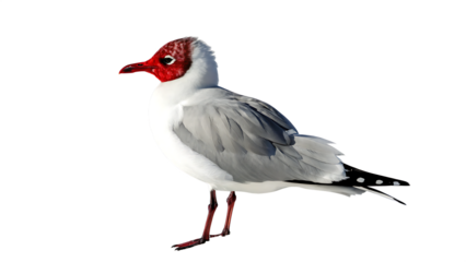 white bird with a red head and black and white isolated on white background png, ai generated