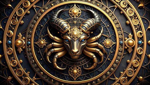 Capricorn Zodiac Gold Mandala.