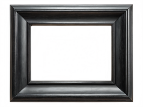 Black Wooden Picture Frame with Distorted Colorful Inner Background A I G E N E R A T E D - P N G isolated on a transparent background