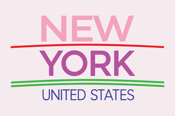 New York State Graphic Design with Stripes and Stars Illustration