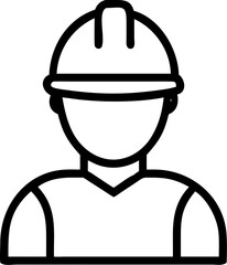 construction worker vector outline icon on white or transparent background