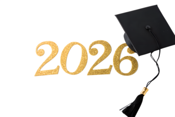 Celebrating the graduation year 2026 with a black PNG Image 