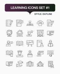 Fototapeta premium Learning and Education Line Icons Set