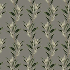 Elegant watercolor greenery pattern on a neutral background, ideal for textiles and wrapping