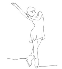  Continuous line drawing of woman ice skating 