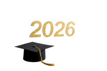 Celebrating the graduation year 2026 with a black PNG Image 