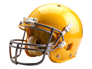 Bright Yellow American Football Helmet with Gray Facemask Isolated on a Transparent Background yellow helmet
