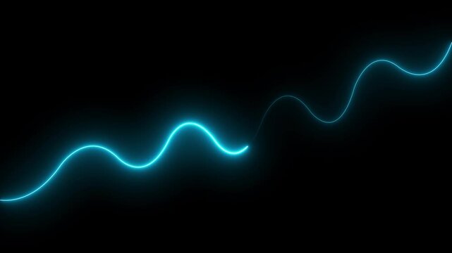 Abstract neon line waves animation. neon wave line royal cyan color animation. neon wave line royal cyan color animation.