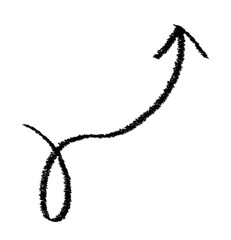 Doodle grunge arrow vector icon. Design twist zigzag line, emphasis grunge arrow curve.