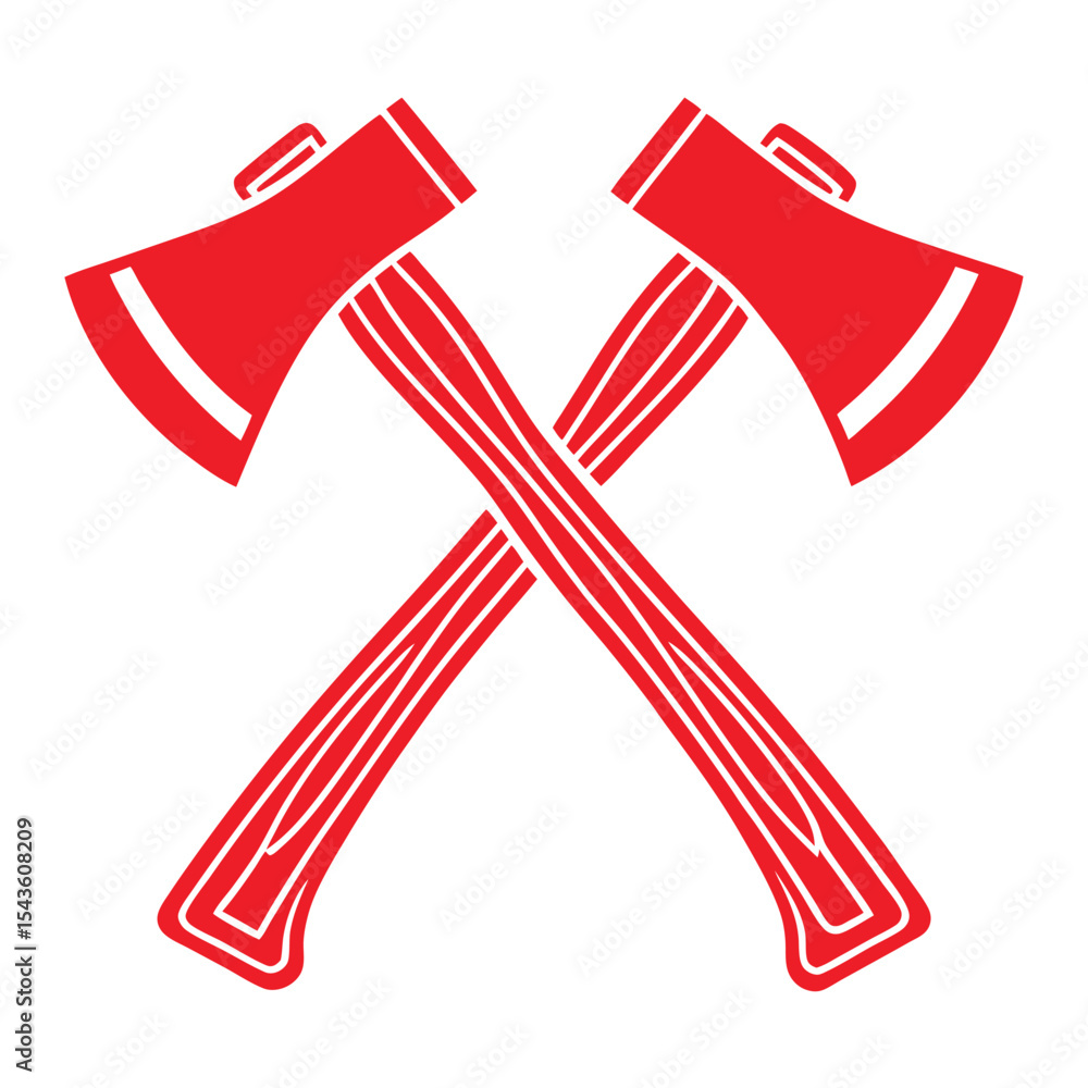 Poster two red axes crossed graphic design element isolated on white background simple flat style icon 2