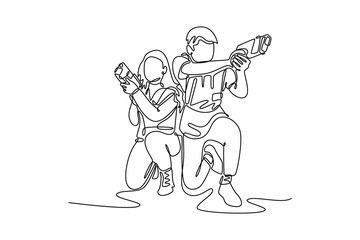 holiday on the rides concept. Single line draw design. Vector graphic illustration