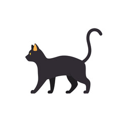 Black cat walking halloween pet animal design