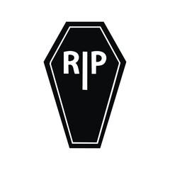 Black coffin shaped rip icon halloween symbol