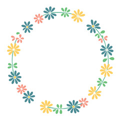 Colorful floral wreath circle frame design element