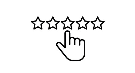 Obraz premium Hand giving five-star rating icon for customer feedback and reviews vector illustration