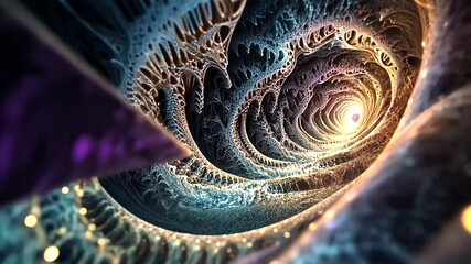 Intricate fractal tunnel with glowing center - Powered by Adobe