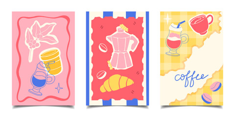 set of abstract coffee posters, design templates