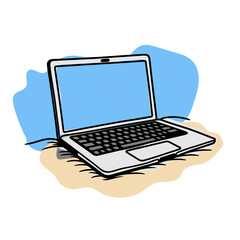 Fototapeta premium laptop hand drawn illustration on white background vector