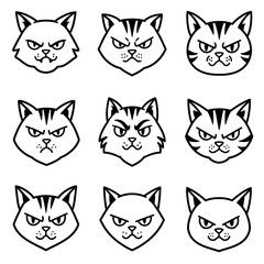 Obraz premium Grumpy Cat Faces A Collection of Angry Feline Expressions Depicting Displeasure and Irritation from a Variety of Different Angles