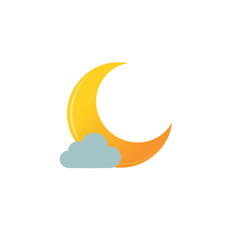 Crescent moon and cloud night sky simple icon