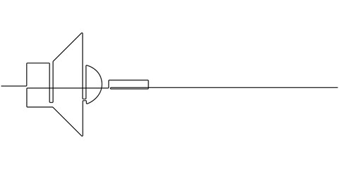 sound speaker volume minus continuous one line drawing, Media Thin Line Icon - Editable Stroke
