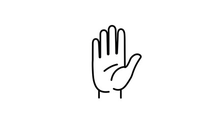 Obraz premium Minimalist black outline of raised hand gesture vector illustration