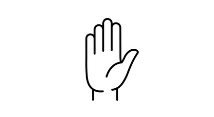 Minimalistic black outline of open hand palm up on white background vector illustration
