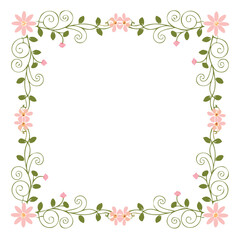 Delicate pink floral frame border design element