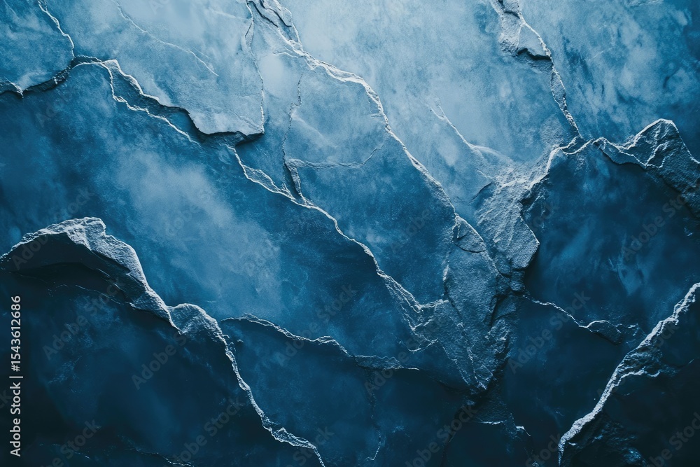 Poster abstract texture of deep blue slate stone with natural cracks and crevices, creating a dramatic and 