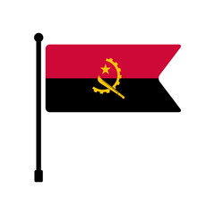 Flag of Angola. Angola flag vector illustration icon design. Flagpole flag icon.