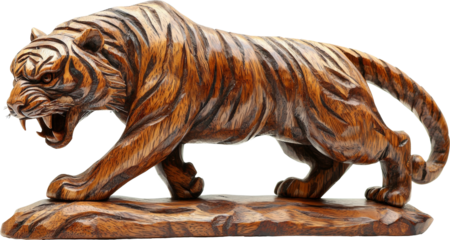 tiger wooden sculpture statue 