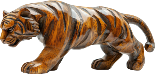 tiger wooden sculpture statue 
