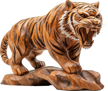 tiger wooden sculpture statue
