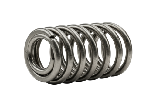 Isolated Close up of Metallic Compression Spring