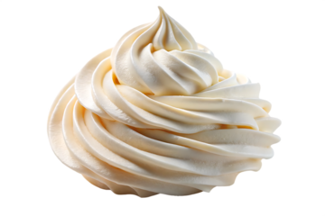 Creamy Off White Whipped Cream Swirl Dessert Topping Isolated Against Black Background A I G E N E R A T E D - P N G isolated on a transparent background 1