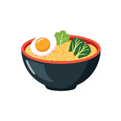 Delicious ramen noodles in a bowl with egg and vegetables