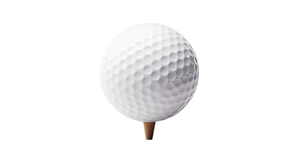A pristine white golf ball sits on a tee ready for a perfect swing on the green a great sports graphic