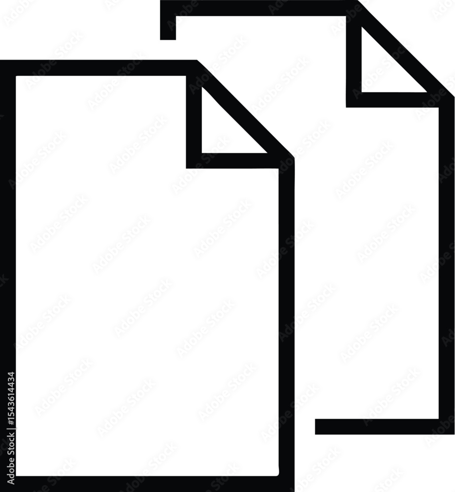 Poster duplicate pages icon: simple black and white illustration of overlapping documents representing copi