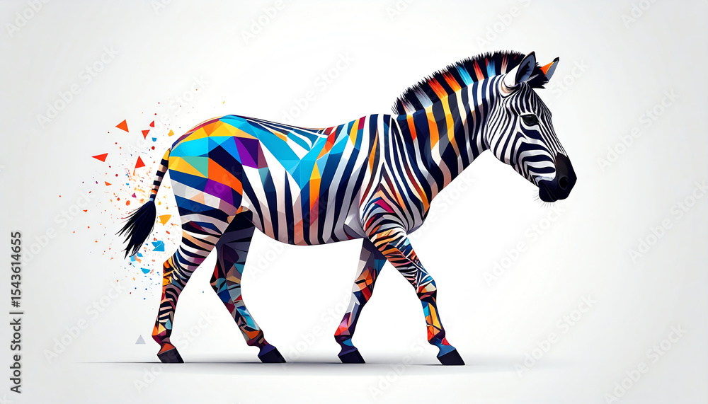 Aufkleber a colorful, geometric representation of a zebra, showcasing vibrant patterns and an artistic style t