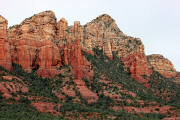Red and yellow rock canyons in pillars in Sedona, Arizona