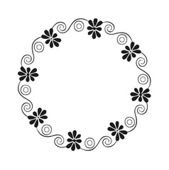 Elegant floral circle frame design element