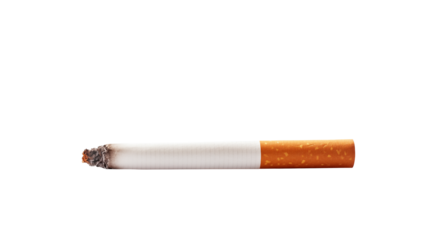 Smoking Cigarette with Smoke Isolated on transparent Background for Health Campaigns and Anti-Smoking Ads
