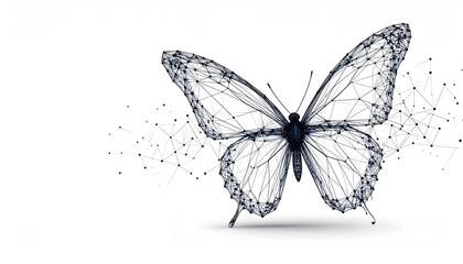 Obraz premium A wireframe butterfly design, showcasing an artistic and modern interpretation of nature's beauty through geometric shapes and connections