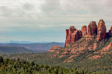 Red and yellow rock canyons in pillars in Sedona, Arizona