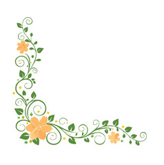 Elegant floral corner design peach flowers green vines